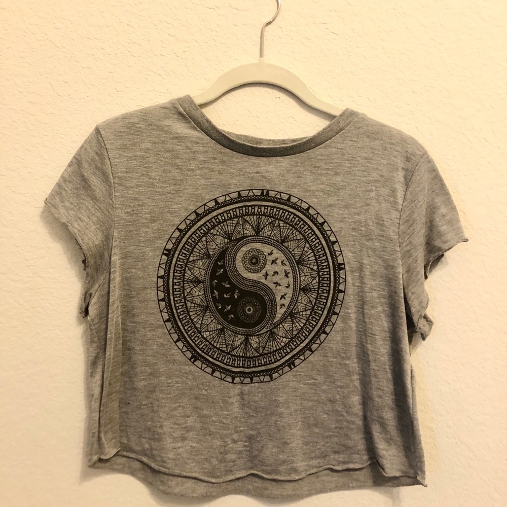 Divided Yin Yang Cropped Tee